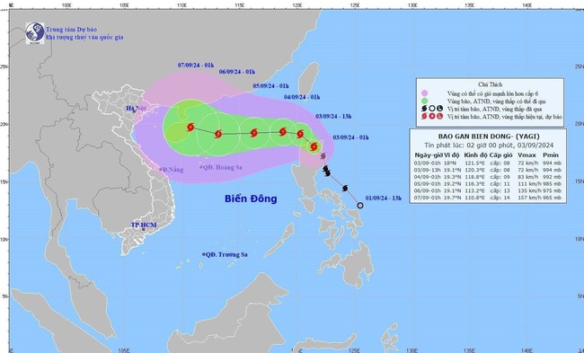 Bão YAGI vào Biển Đông và trở thành bão số 3 trong năm 2024 - Ảnh 1., 123b, trang chủ 123b